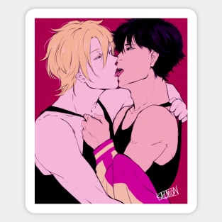 Ash and Eiji Kiss Sticker